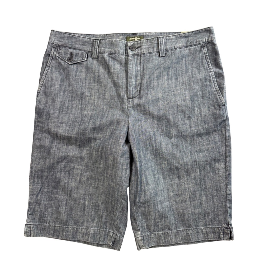 Eddie Bauer Mercer Bermuda Shorts Womens 10 Blue Denim 11 Inch Inseam Cotton New